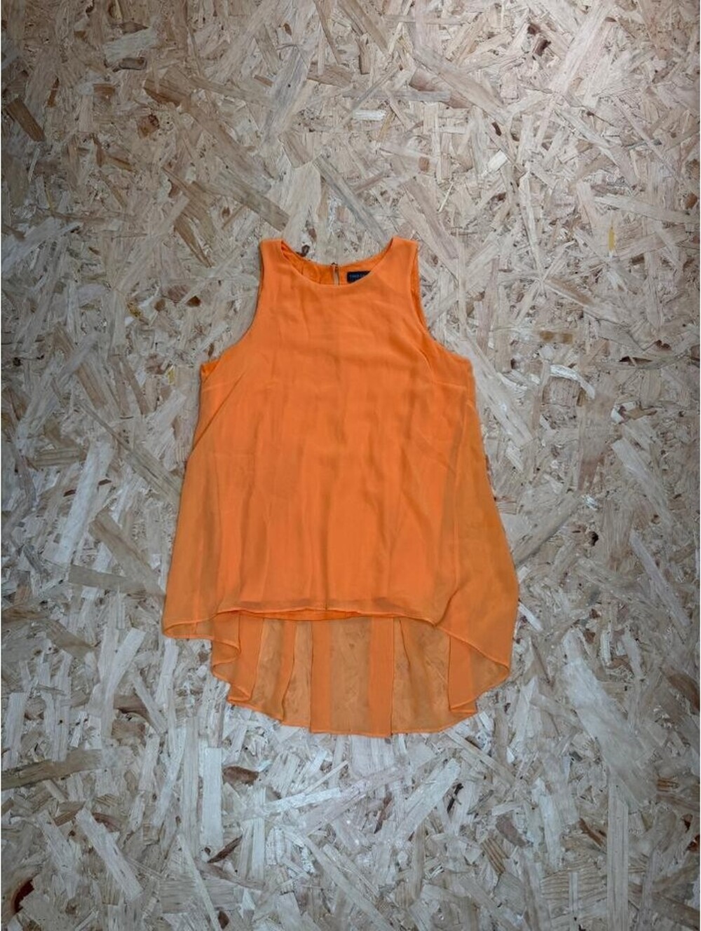 Vince Camuto Sleeveless High Low Blouse Womens PXXS Orange Chiffon Tank Top